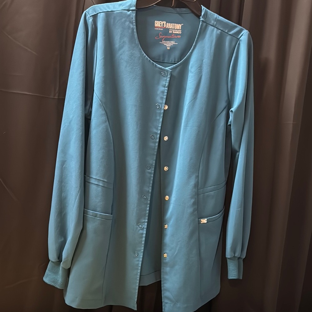 Grey's Anatomy Teal Button-Up Scrub Jacket